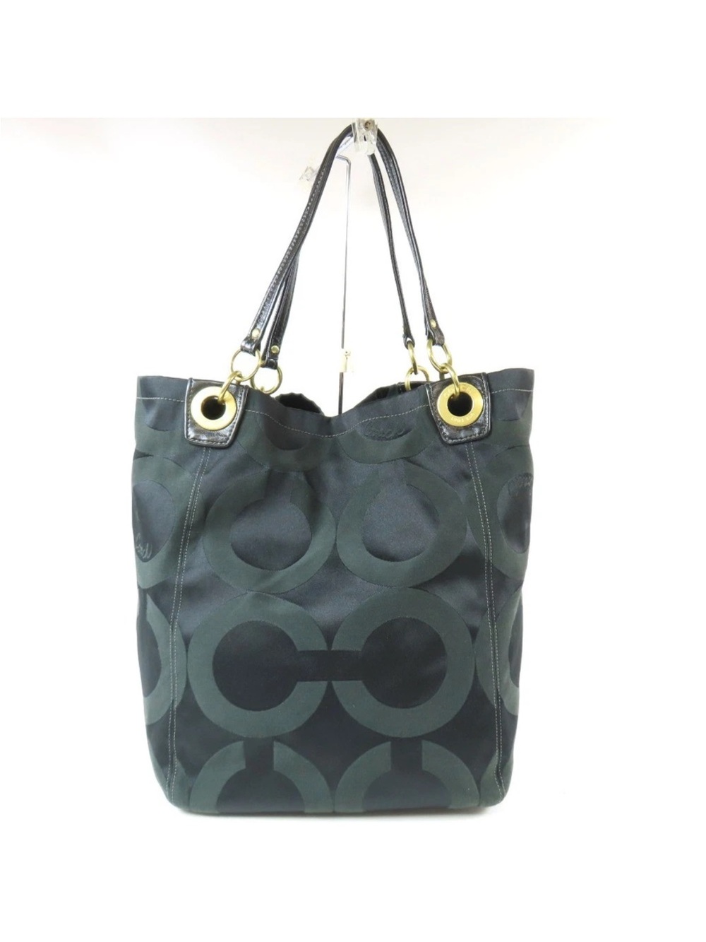 Coach Dark Green and Black Signature Tote with Gold Hardware - Picture 2 of 16